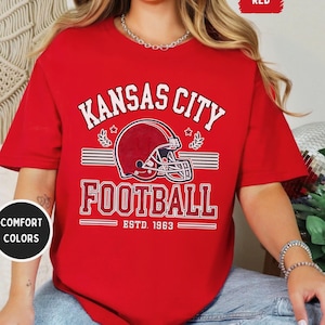 Kansas City Football Comfort Colors T-shirt, Unisex Tee, Team Spirit Shirt, Game Day Top, KC Sports Fan Apparel