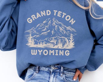 Sudadera del Parque Nacional Grand Teton: regalo para amantes de la montaña, ropa para entusiastas de las actividades al aire libre, suéter de naturaleza de Wyoming, suéter de aventura para senderismo.