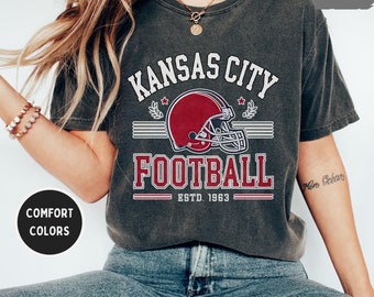 Kansas City Football Comfort Colors T-shirt, Unisex Tee, Team Spirit Shirt, Game Day Top, KC Sports Fan Apparel