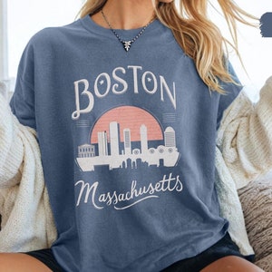 Camiseta Boston Comfort Colors, camiseta Massachusetts, camiseta Boston, camiseta de vacaciones, ropa Boston, souvenirs Boston, regalos de vacaciones, camiseta de Nueva Inglaterra