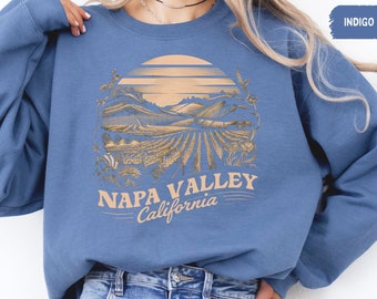 Sudadera de Napa Valley, California, regalo para amantes del vino, ropa de viñedos de Grapevine, suéter acogedor, suéter de cuello redondo unisex