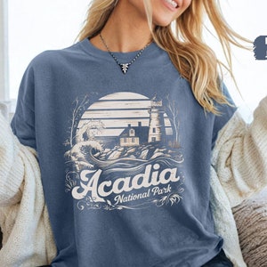 Acadia National Park Comfort Colors Shirt, Retro Maine Shirt National Park Tee, Bar Harbor Tshirt Travel Tee Hiking shirt Granola Girl gift