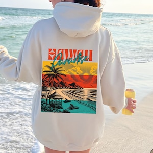 Vintage Hawaii hoodie, Retro Hawaii Beach hoodie, Beach Sweatshirt, Vintage Aloha Sweatshirt, Sunset Hoodie Summer Hoodie Hawaii Surf Hoodie