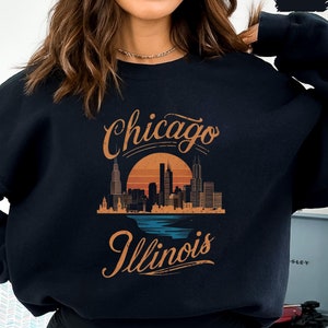 Chicago Sweatshirt, Chicago Sweater, Chicago Souvenir, Chicago Skyline Gift, Cute Chicago T shirt, Chicago Crewneck, Illinois State shirt,