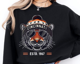 Sudadera unisex de cuello redondo para el equipo de fútbol de Cincinnati, ideal como regalo para fanáticos, ropa deportiva, suéter acogedor, equipo para el día del partido.