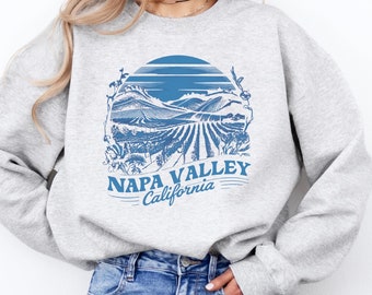 Sudadera de Napa Valley, California, regalo para amantes del vino, ropa de viñedos de Grapevine, suéter acogedor, suéter de cuello redondo unisex