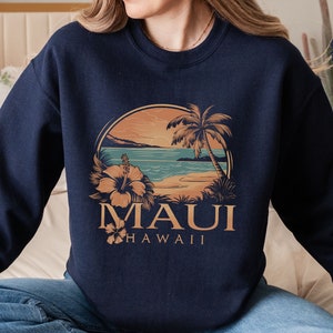 Maui Hawaii Sweatshirt Maui Vintage Sweater Hawaii Vacation Trip Souvenir Beach shirt Aloha State coconut girl gift Maui beachy Sweatshirt