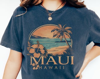Maui havaí camisa maui vintage conforto cores camisa havaí férias viagem lembrança praia camiseta aloha estado t coco menina presente praia