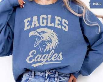 Vintage Eagles Mascot Sweatshirt, Retro EagleGraphic Crewneck Jumper, School football Gift, College Spirit, Classic Eagles jumper Pullover
