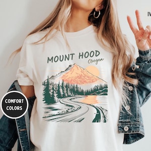 Mount Hood Oregon Comfort Colors T-Shirt, Nature Lover Tee, Vintage Style Shirt, Outdoor Enthusiast Gift, Mountain Graphic Top