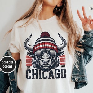 Chicago Basketball Comfort Colors T-shirt, Unisex Tee, Garment-Dyed Shirt, Bull Fan Apparel, Chicago Team Gear