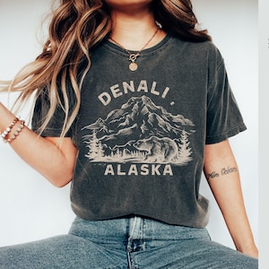 Vintage Denali National Park Shirt, Alaska Mountain Comfort Colors Shirt Explore Alaska Adventure Tee Mt. McKinley Shirt Alaska Cruise Shirt