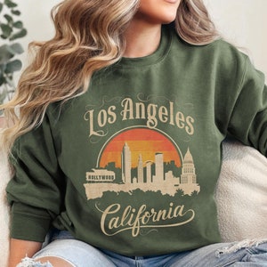 Vintage Los Angeles Sweatshirt, California Sweater, Hollywood Crewneck LA Souvenir Sweatshirt Los Angeles Vacation Sweatshirts LA California