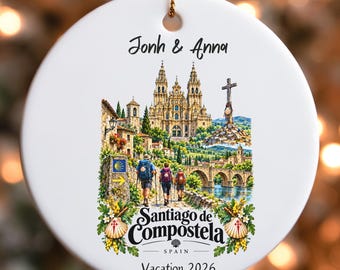 Custom Santiago de Compostela pilgrimage ornament Ceramic Ornament | Camino de Santiago souvenir