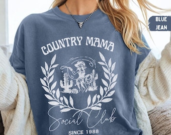 Camiseta Country Mama Comfort Colors, camiseta Western Mama, camiseta Country Mom, regalos para el día de la madre, regalos de cumpleaños para mamá, regalo para mamá primeriza, mamá vaquera retro