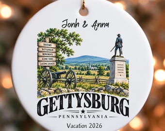 Custom Gettysburg Pennsylvania Scenic Illustration Ornament | Ceramic Round Ornament
