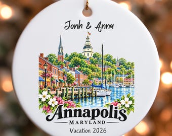 Custom Annapolis Maryland Harbor Scene Ceramic Ornament | Vacation 2026