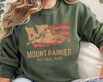 Vintage Mount Rainier National Park Sweatshirt, Washington Map Sweater, Mount Rainier National Park gifts Mount Rainier Souvenir Hiking tee