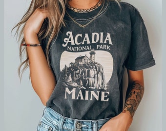 Acadia National Park Comfort Colors Shirt, Maine Shirt, National Park Tee, Bar Harbor Tshirts Travel Tee, Hiking shirt. Granola Girl gift