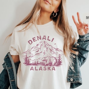 Vintage Denali National Park Shirt, Alaska Mountain Comfort Colors Shirt Explore Alaska Adventure Tee Mt. McKinley Shirt Alaska Cruise Shirt
