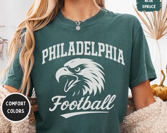 Retro Philadelphia Football T-shirt, Vintage Philly Tee, Soft Comfort Color Top, Distressed Graphic Shirt, Sports Fan Apparel