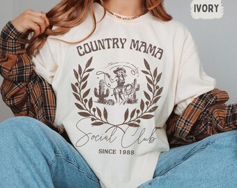 Camiseta Country Mama Comfort Colors, camiseta Western Mama, camiseta Country Mom, regalos para el día de la madre, regalos de cumpleaños para mamá, regalo para mamá primeriza, mamá vaquera retro