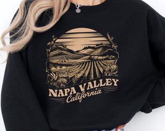 Sudadera de Napa Valley, California, regalo para amantes del vino, ropa de viñedos de Grapevine, suéter acogedor, suéter de cuello redondo unisex