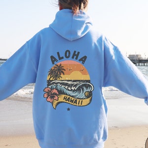 Hawaii Aloha hoodie, Retro Hawaii Beach hoodie, Beach Sweatshirt, Vintage Aloha Sweatshirt, Sunset Hoodie Summer Hoodie Hawaii Surf Hoodie