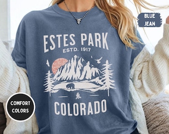 Camiseta Comfort Colors de Estes Park, regalo para amantes de la montaña, camiseta para vacaciones en Colorado, camiseta para entusiastas de la naturaleza, camiseta para aventuras al aire libre, refugio en cabaña