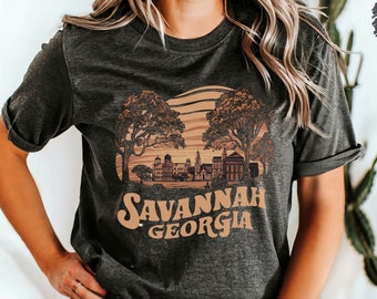 Savannah Georgia camisa Vintage Georgia State camiseta Retro Savannah Recuerdo regalo Georgia viaje camiseta Viaje por carretera Vintage Antique Style Tee