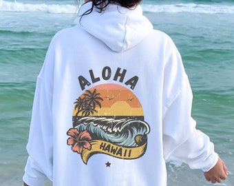 Hawaii Aloha hoodie, Retro Hawaii Beach hoodie, Beach Sweatshirt, Vintage Aloha Sweatshirt, Sunset Hoodie Summer Hoodie Hawaii Surf Hoodie