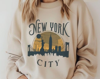 New York City Sweatshirt, Vintage New York Pullover, New York City Skyline Rundhalsausschnitt, New York Souvenir, NYC Sweatshirt, New York Geschenke