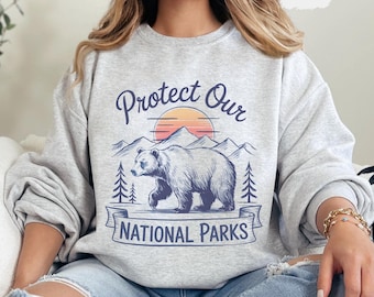 Sudadera unisex "Protege los Parques Nacionales", regalo para aventuras al aire libre, jersey para la conservación del medio ambiente, ropa para amantes de la naturaleza, senderismo