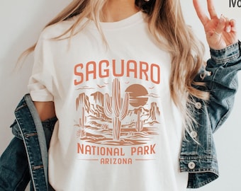 Vintage Saguaro National Park Comfort Colors Shirt, Arizona State tshirt Saguaro Park Souvenir Desert T shirt Saguaro gifts Granola Girl tee