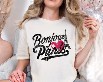 Bonjour Paris Shirt, Comfort Colors shirt, Vacation in Paris, Gift for Travel Lover, Paris Trip Tee, Eiffel Tower Shirt, Europe France Trip