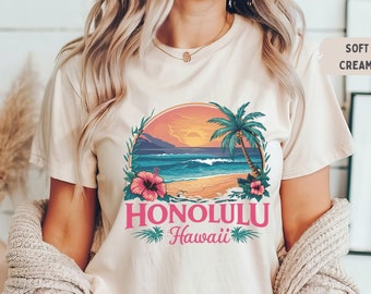 Honolulu shirt, Hawaii T shirt, Beach tshirt Hawaii gift for her Hibiscus shirt Beachy t shirt Summer Gifts Surf tshirt Aloha Sweatshirt