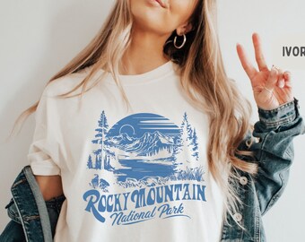 Comfort Colors Rocky Mountain shirt, Vintage Rocky Mountain National Park Tshirt Colorado Shirt Rocky Mountains Camping Trip Hiking shirt