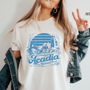 Acadia National Park Comfort Colors Shirt, Retro Maine Shirt National Park Tee, Bar Harbor Tshirt Travel Tee Hiking shirt Granola Girl gift