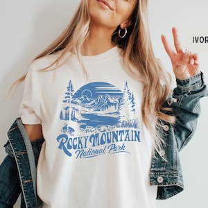 Comfort Colors Rocky Mountain shirt, Vintage Rocky Mountain National Park Tshirt Colorado Shirt Rocky Mountains Camping Trip Hiking shirt