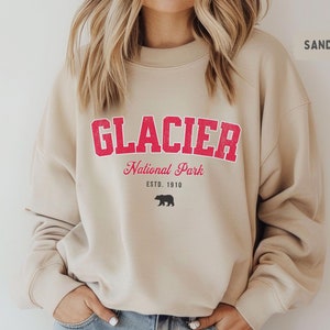 Glacier National Park Sweatshirt, Montana Sweater Retro Montana National Park gift Glacier Sweat Hiking gift Glacier National Park Souvenir