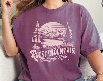 Comfort Colors Rocky Mountain shirt, Vintage Rocky Mountain National Park Tshirt Colorado Shirt Rocky Mountains Camping Trip Hiking shirt