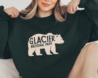 Glacier National Park Sweatshirt, Vintage Montana Sweatshirt, Glacier National Park gifts Glacier Souvenir Hiking shirt Camping Trip sweater