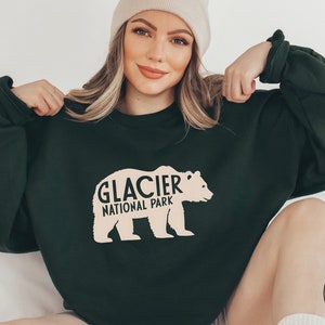 Glacier National Park Sweatshirt, Vintage Montana Sweatshirt, Glacier National Park gifts Glacier Souvenir Hiking shirt Camping Trip sweater