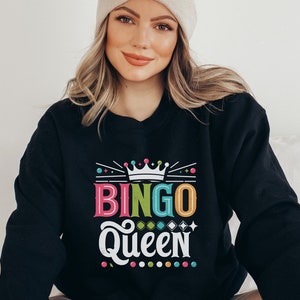 Bingo Sweatshirt, Bingo Queen Sweatshirt, Bingo Lover Funny Bingo Squad Shirt Bingo Game Vintage Shirt Gift for Bingo Lover Retro Bingo tee