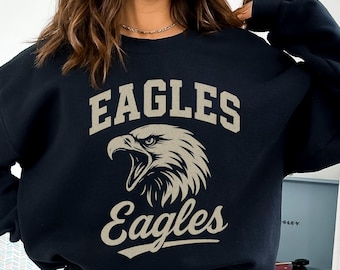 Vintage Eagles Mascot Sweatshirt, Retro EagleGraphic Crewneck Jumper, School football Gift, College Spirit, Classic Eagles jumper Pullover