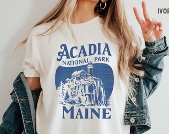 Acadia National Park Comfort Colors Shirt, Maine Shirt, National Park Tee, Bar Harbor Tshirts Travel Tee, Hiking shirt. Granola Girl gift