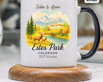 Coffee Mug, Custom Estes Park Ceramic Mug, Personalized Mountain Mug, Rustic Cabin Decor, Gift for Hiker, Vacation Souvenir