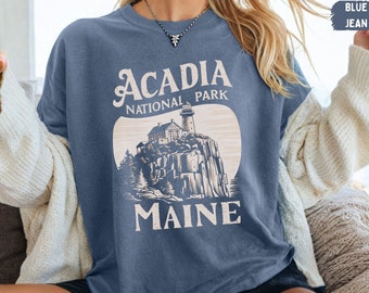 Acadia National Park Comfort Colors Shirt, Maine Shirt, National Park Tee, Bar Harbor Tshirts Travel Tee, Hiking shirt. Granola Girl gift