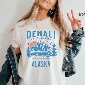 Denali National Park Comfort Colors shirt, Vintage Alaska tshirt Denali National Park gifts Hiking gift Denali Park Souvenir, Alaske cruise