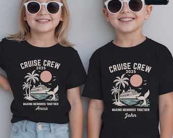 Custom cruise crew jeugdshirt, gepersonaliseerd kindercruise vakantie T-shirt, familie bijpassende reisshirt, strandcruise 2025